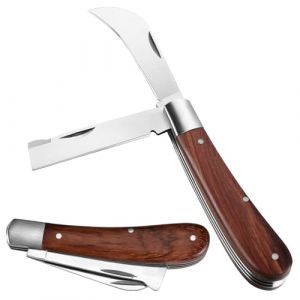 XHYASD Couteau &agrave; Bourgeonner Pliable, Greffoir &agrave; 2 Lames en Acier Inoxydable, Serpette de Jardin Multifonction pour Greffage et R&eacute;paration (xunyuanheng, neuf)