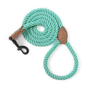 Mile High Life Laisse pour chien en corde de coton tress&eacute; avec pointe en cuir et pointe en cuir &ndash; Fermoir en m&eacute;tal robuste, 1,8 m d'&eacute;paisseur &ndash; Mariage, laisse de promenade pour chiens de taille (MileHighLifeEU, neuf)