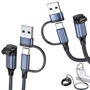 2 Packs 2-En-1 USB C Cable de Charge pour Montre Garmin,1.2M Long,Type-C +USB,Chargeur Cordon pour Garmin Fenix 8 E 7 7X 7S Sapphire Solar,Forerunner 970 965 955 570 265 255 165 55 45,Vivoactive 6 5 (JR-Kong, neuf)