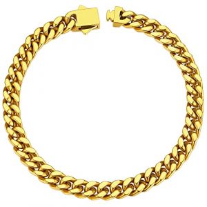 Bracelet Homme Acier Inoxydable Or 19/21/23 cm Gourmette Maille Cubaine Grosse 5 mm Enfant Gar&ccedil;on Chaine Ado Collier Main (ChainsHouse Jewellery, neuf)