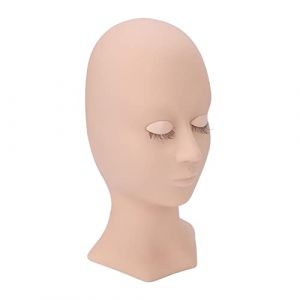 Poupée de maquillage des yeux détachable en forme de tête de poupée de cils pour l'extension de cils de massage de beauté Paupière simple rose + 1 paire d'yeux (Wenruil, neuf)