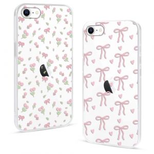 Omyzo 2 Pi&egrave;ces Transparente Coque pour Apple iPhone 7/iPhone 8/SE 2020/2022 4,7", &Eacute;tui avec Aesthetic Fleur Motif Dessin Ultra Mince Silicone Souple TPU Antichoc Cover pour iPhone SE 2020/2022 (GuangShuiShiJiXiaoLingShangMaoYouXianGongSioz, neuf)