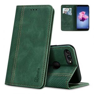 AKABEILA Etui Protection Coque Huawei P Smart 2018 Coque Case, Housse en Cuir Compatible pour Huawei P Smart Etui Portefeuille Emplacements Cartes Folio Fermeture Magn&eacute;tique Stand Holster, Vert (AKABEILA, neuf)