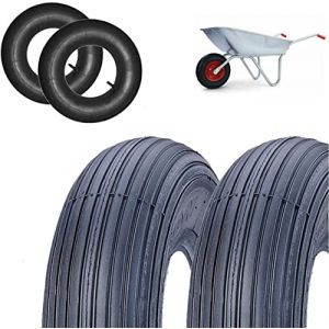 Lot de 2 pneus 3,50 – 8 + 2 chambres à air renforcées 4PR pneus de roue de brouette (ricambi europa, neuf)