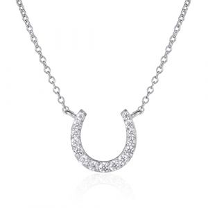 Diamond Treats Collier Pendentif Femme en Fer a Cheval en Argent, Chaine et Pendentif en Fer a Cheval pour Femme et Jeune Fille, Collier Fer a Cheval, Collier Femme Argent (Anakao, neuf)