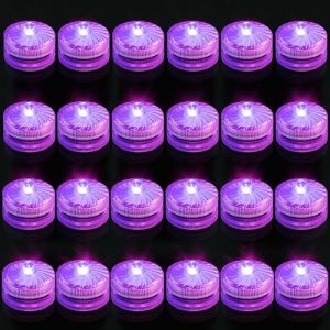 idyl light 24 Lumières LED Submersible Étanche,Violet Bougies à LED IP68 Étanche pour Vase Aquarium Mariage Décoration Halloween Noël (idyllight, neuf)
