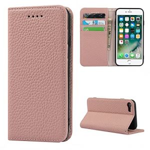 Cavor Coque Compatible avec iPhone 7/8/SE 2020/SE 2022 Etui,Flip Cuir v&eacute;ritable Portefeuille &Eacute;tui en Cuir,[avec Cordon][4 Fentes][Magn&eacute;tique],Housse Protection Etui - Rose (Copmob, neuf)