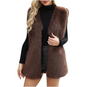Wyongtao Gilet Femme En Fausse Fourrure Sans Manches Manteau Femme Fourrure Épais Et Chaud Veste Polaire Femme Shaggy Sherpa En Peluche Gilet Duveteux Teddy Ample Et Confortable Cardigan Blouson (Wyongtao❖, neuf)