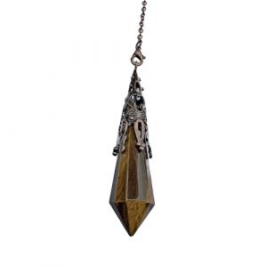 Pendule en pierre naturelle Oeil de tigre, pendule en cristal, pendule en cristal hexagonal vintage pour la radiesthésie, pendule Chakra Reiki Divination Méditation Wicca (Oeil de tigre) (Pandidui23, neuf)