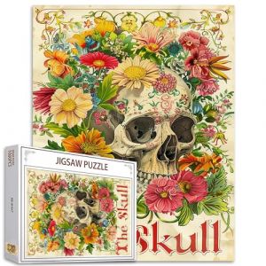 Crâne Fleurs Jigsaw Puzzle Vintage 1000 Pièces - Squelette Floral, Organe Humain, Anatomie pour Adultes - Décoration de la Maison, Jeu Famille Parfait pour les Soirées - Cadeau (Whoops Wall Art, neuf)