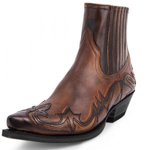 DJFOG Bottines Western pour Hommes Boucle Sangle Bottes R&eacute;tro Cuir Bout Carr&eacute; Cowboy Bottes Courtes Cowboy Moto Bottes,Marron,48 EU (WUFANBAIHUO, neuf)