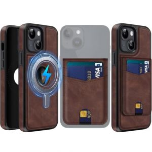 MOBESV 2 in 1 Coque en Cuir pour iPhone 14 avec Portefeuille Support, &Eacute;tui Magn&eacute;tique Compatible avec MagSafe, Housse avec Porte Cartes &Eacute;l&eacute;gant (Marron fonc&eacute;) (NineFox, neuf)