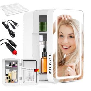 Citybee Mini Frigo de Chambre 6L, Petit Frigo 230V/12V Silencieux Portable pour Boissons Cosmetique Mini Refrigerateur pour Chambre/Voiture/Bureau/Camping (Blanc) (EU Chaoteng Direct, neuf)