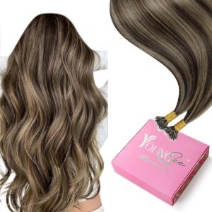YoungSee 50g Extension Cheveux Nano Ring Brun Foncé Extension Cheveux Naturel A Froid 35CM Extension Nano Ring Extension Cheveux Brun Blond Nano Extension A Froid Cheveux Naturel Remy #P4/27 (YoungSee Europe, neuf)