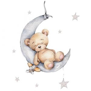 Autocollant Mural pour Chambre D'enfant Autocollant Mural Ours Lune &eacute;toile Autocollant Mural Animaux D&eacute;coration Autocollant Mural Chambre de B&eacute;b&eacute; Chambre D'enfant Papier Peint pour Gar&ccedil;ons, Filles (THick, neuf)