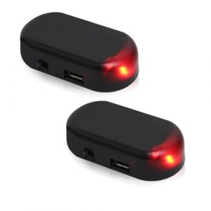2 Pi&egrave;ces L'alarme Solaire de Voiture Alarme de Voiture Lumi&egrave;re LED Simul&eacute; des Lumi&egrave;res D'alarme Solaire Securit&eacute; Warning Anti-vol Flash Clignotante avec Port USB pour la Plupart des Voitures(Rouge) (JuYiMingRu, neuf)
