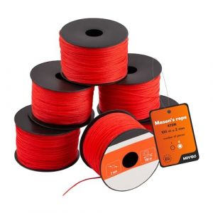 MIVOS Corde de maçon - Paquet de 6 Cordeau de maçon 100m, épaisseur 2mm - Cordeau d'alignement en Rouge - Cordeau de Construction - Cordeau de Plomb - Cordeau de Pavage Durable et résistant - 472N (MIVOS, neuf)