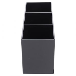 DECORNIJIA Bo&icirc;te de Rangement de Bureau Acrylique Noir Organiseur de Maquillage et Fournitures de Chambre Support de Pinceaux et T&eacute;l&eacute;commande avec Compartiments Grand Volume et Pratique (ZhiLight, neuf)