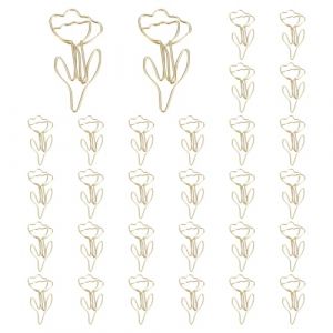 PATIKIL Trombone Mignon, 30Pcs Forme de Fleur Trombone en M&eacute;tal, Marque-Pages Amusants, Pinces de Planificateur, Fournitures de Bureau &agrave; Domicile, Organisation de Fichiers, Dor&eacute; (PATIKIL UK, neuf)