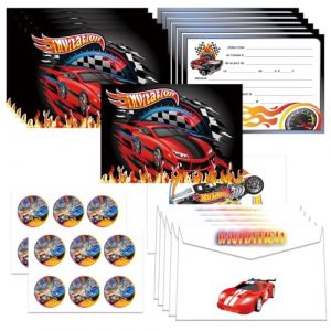 YCWSSB Carte invitation Anniversaire Hot-whels(Français), 12pcs Carte D'invitation+ Enveloppe+ Autocollant, Cartes D'Invitation Anniversaire à Thème pour Enfants (5) (chengzhenjiancai, neuf)