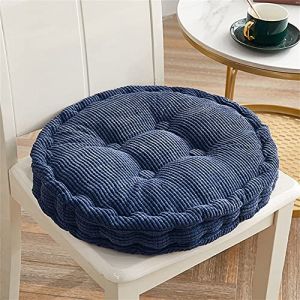 Lukery Rond Coton Coussins de Chaise Tatami Coussin D'assise Confortable Respirant Rembourrés Coussins de Siège pour Bureau Jardin Intérieur Extérieur Décoration (Bleu Marine,40X40CM) (miaojiang, neuf)