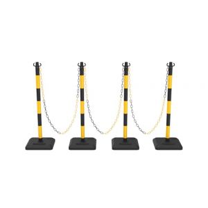 [Lot de 4] ZincOrange Poteaux de Guidage 100 cm – Poteaux de Signalisation avec Chaîne de 6 m et Base Stable pour Parkings, Chantiers et Sécurisation du Trafic (ZincOrange, neuf)