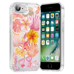 Xylota Coque Magn&eacute;tique pour iPhone 16e/SE 4/SE 2025 6,1", Compatible avec MagSafe, Aesthetic Fleur Fruit Motif Dessin Transparente Fille Etui, Souple Silicone TPU Case Antichoc Protection Housse, 03 (AMCREST HOLDINGS, neuf)