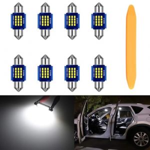 SUCANY Ampoules LED C5W 31mm Blanc 12V 24V,DE3175 DE3021 Festoon C5W Voiture Ampoule LED,265LM 1.5W 12SMD 2016 LED Chipsets,Canbus,pour &Eacute;clairage Int&eacute;rieur &Eacute;clairage Plaque d'Immatriculation(8 Pieces) (SUCANY Europe, neuf)