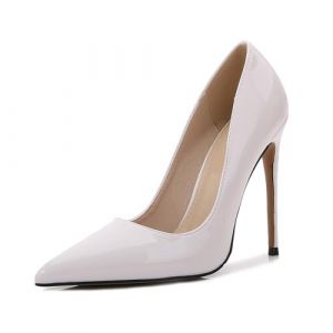 Escarpins à Talons Hauts fermés à Bout Pointu pour Femmes, Chaussures de Mariage à Talons Aiguilles de 4,72 Pouces, Chaussures de Demoiselle d'honneur de mariée de Grande Taille,Blanc,43 EU (ZGYKOBE, neuf)
