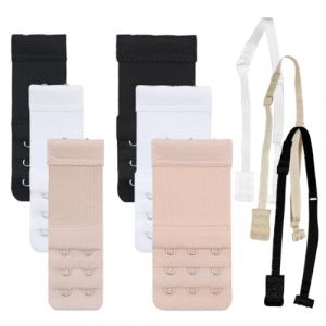 9 Pièces Extension de Soutien Gorge, Convertisseur Dos Nu Bas, Rallonge Soutien Gorge, Soutien-Gorge d'extension de Soutien-Gorge, Convient aux femmes(noir blanc peau claire) (QUQU JIANING, neuf)