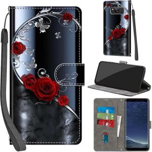 Haninsuze Coque pour Samsung Galaxy S8, Etui Protection Housse Premium en Cuir PU Portefeuille, [Ranges Cartes] [Fonction Support] Pochette pour Samsung S8, Papillon d'argent (TILANDER, neuf)