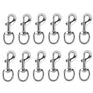 Clip Chien,12 Pcs Boulon &agrave; Fermoir Homard 360&deg; Mousqueton Pivotant Clip &agrave; Ressort de D&eacute;clenchement Pivotant en Alliage de Zinc Crochets avec Emerillon pour Sangle Sacs Camping Randonn&eacute;e Porte-cl&eacute;s (Ziranee, neuf)