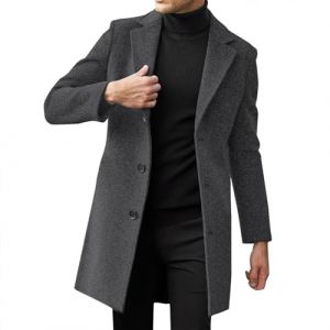 Homme Manteau Parka Laine Slim Classique Trench Mi-Longue D&eacute;contract&eacute;e Duffle-Coats Veste Longue Classique Casual Outwear (extensivc, neuf)