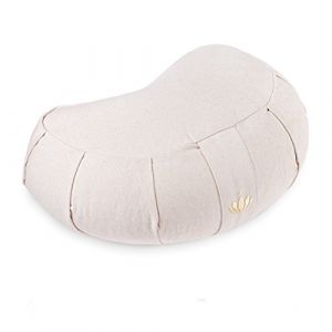 LOTUSCRAFTS Zafu coussin de méditation, hauteur d'assise 15 cm, modèle Siddah demi-lune, coussin de yoga, yoga bolster, housse en coton lavable, rembourrage d'épeautre, Certifié GOTS (Lotuscrafts, neuf)