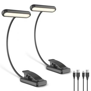 iFalarila 2 Pi&egrave;ces Lampe de Lecture Rechargeable avec C&acirc;ble de Type-C, Liseuse Lampe Clip [3 Couleurs et 10 Luminosit&eacute;s] Mini Veilleuse Flexible &agrave; col de Cygne et &agrave; Pince pour Les Enfants (Jingzhaotech-FR, neuf)