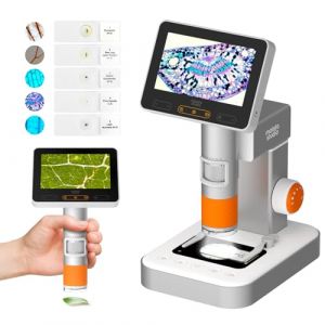MX2-AS Microscope Enfants avec Écran LCD 1080p de 4,3" 1080p, MatataStudio Microscope Numérique 100x-1600x Microscopes Portatif Portable 2 en 1 Microscopes Éducatifs Biologiques pour Enfants Adultes (Matatalab, neuf)