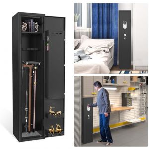 UISEBRT Armoire à armes pour 3 à 5 fusils - Armoire à munitions - Avec serrure électronique et empreintes digitales - Réglable - Pour armes longues, pistolets et munitions (Webplazashop, neuf)