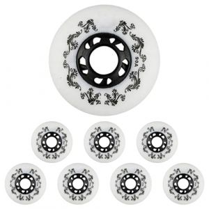 JCCHT Lot de 8 Roues Roller 90A 80mm, 76mm et 72mm pour Patins &agrave; Roues align&eacute;es, Patins &agrave; roulettes et Patins Hockey, Accessoires Remplacement pour d'int&eacute;rieur et d'ext&eacute;rieur,Blanc,80mm (JCCHT, neuf)