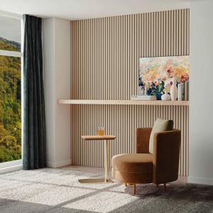 AICA Lot de 2 Panneaux Muraux D&eacute;coratifs Acoustiques Bois MDF 120x60cm Ch&ecirc;ne clair AntiBruit, Facile &agrave; Poser (AICA  Sanitaire, neuf)