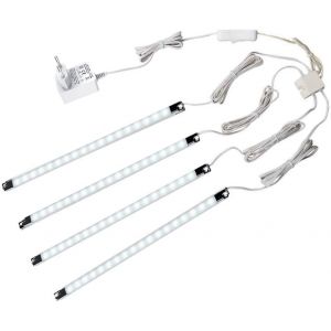 LED Sous Vitrine, Kit de 4 Bandes Meubles Eclairage, 300 mm, Avec Interrupteur, Total de 510lm,Tous les Accessoires Inclus, Rayonnage Cabinet Lampe Accent , Puck Lumières (Blanc) (Cefrank-FR, neuf)