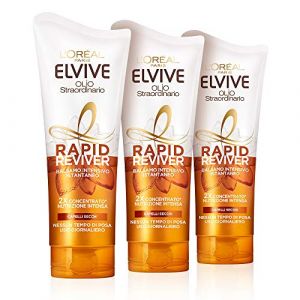 L'Or&eacute;al Paris Elvive Rapid Reviver Baume Intensif Instantan&eacute; Huile Extraordinaire Enrichi en Acide amin&eacute; et Huile de Jojoba pour Cheveux Secs, Lot de 3 (Kedoucha, neuf)