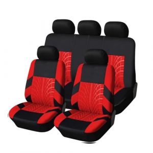Auto Ensembles Housses Siège pour Peugeot 208 II/Allure Auto Ecole/Roadtrip/208 GT, Motif des pneus, Respirant Imperméable Protections Accessoires,Red- 5 Seats (Uinctd, neuf)