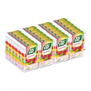TicTac Festival - Bonbons sucr&eacute;s aux fruits - Cerise, Fruit de la Passion, Citron, Fraise-Menthe, Citron Vert - Format de Poche - 24 boites x 18g (Deligusta, neuf)