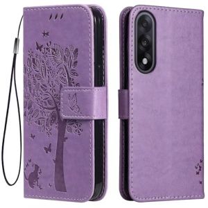 Topme &Eacute;tui en Cuir pour OnePlus Nord 5 5G / OnePlus Nord5 5G (6.83" inches), [ Coque Housse de T&eacute;l&eacute;phone Style Motif Chat Et Arbre] - Violet Clair (topme, neuf)