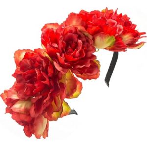 Bandeau floral, bandeau &agrave; fleurs, couronne de fleurs, bandeaux &agrave; fleurs, couronne de fleurs for femmes, for f&ecirc;te de mariage, guirlandes florales, couronne de cheveux, bandeaux floraux(Red) (YxsyGs, neuf)