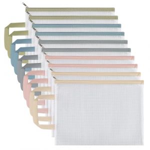 Litinliv 10pcs Pochette Document Zip,Pochette Zippée A4,Fichier en Plastique PVC Mesh Zip,Imperméable PVC Mesh Zipper Pouch,Ranger Papiers petits Objets des Fournitures,Cosmétiques (Zbuddhism, neuf)