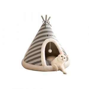 Galat&eacute;e Niche pour Chat, Adorable Niche Igloo pour Chien avec Coussin Amovible, Tipi Triangulaire Confortable, Nid Douillet pour Animal De Compagnie, Sommeil Am&eacute;lior&eacute;(XL, Gris) (HEALTH CHAN LTD, neuf)
