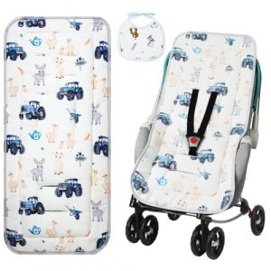 AOGOE Coussin Poussette Universelle, Coussin Réducteur de Landau Réglable, Coussin Poussette Bebe Confort 100% Coton, Doux et réversible,Infant Coussin Pad,Anti-transpiration, Respirant, Absorbant (AOGOE-EU, neuf)
