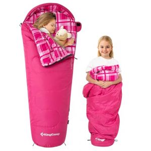 KingCamp Sac de couchage sarcophage, 3-4 saisons, sac de couchage de camping pour adultes et enfants (flanelle rose) (KingCamp EU, neuf)