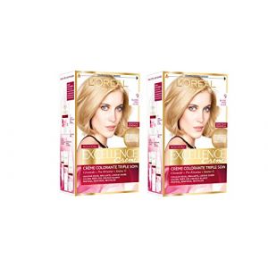 L'Or&eacute;al Paris - Excellence Cr&egrave;me - Coloration Permanente Triple Soin 100% Couverture Cheveux Blancs - Nuance 9 Blond Tr&egrave;s Clair - Lot de 2 (produits discount, neuf)